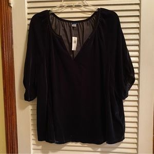 OLD NAVY - Velvet Puffy Short Sleeve Blouse Sz L